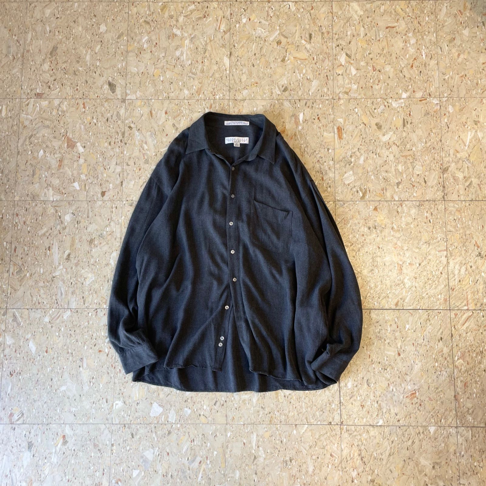 90s〜 【Perry Ellis】 ペリーエリス レーヨンシャツ ロングスリーブ