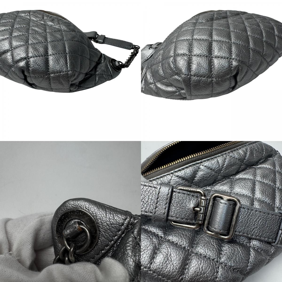 シャネル CHANEL ウエストバッグ ボディバッグ シルバー レザー 19番台 