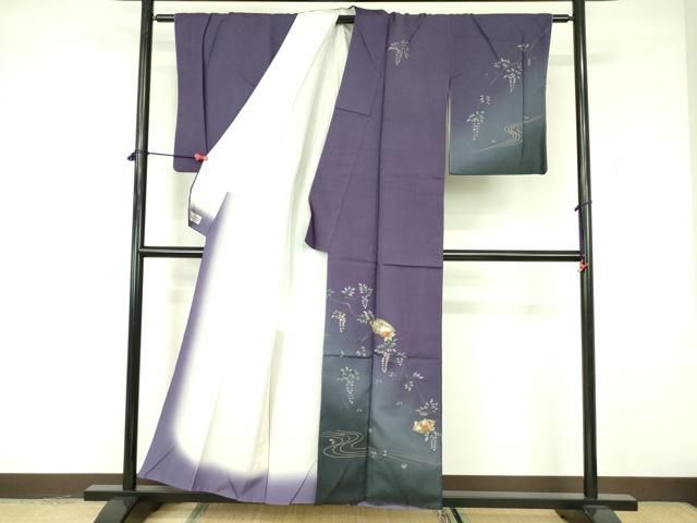 平和屋着物●訪問着　地紙枝花文　宝彩友仙　金銀彩　反端付き　正絹　逸品　未使用　AABH6824ph 平和屋着物○訪問着 地紙枝花文 宝彩友仙 金銀彩 反端付き 正絹 逸品