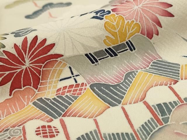 平和屋着物■訪問着　友禅　作家物　風景花文　正絹　逸品　AABI0296st 平和屋着物□訪問着 友禅 作家物 風景花文 正絹 逸品 AABI0296st