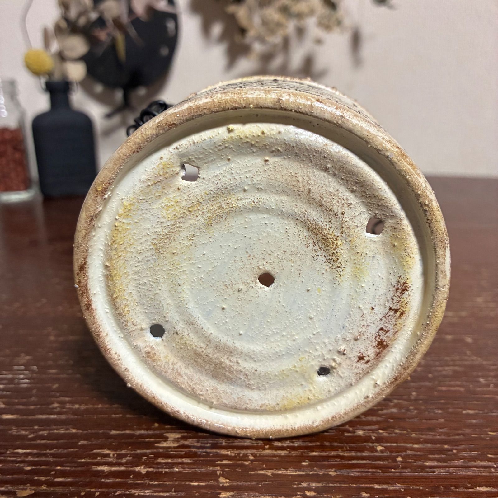 鳥かご風リメイク缶 大 (アイボリーホワイト) ハンドメイド ＊ 吊り