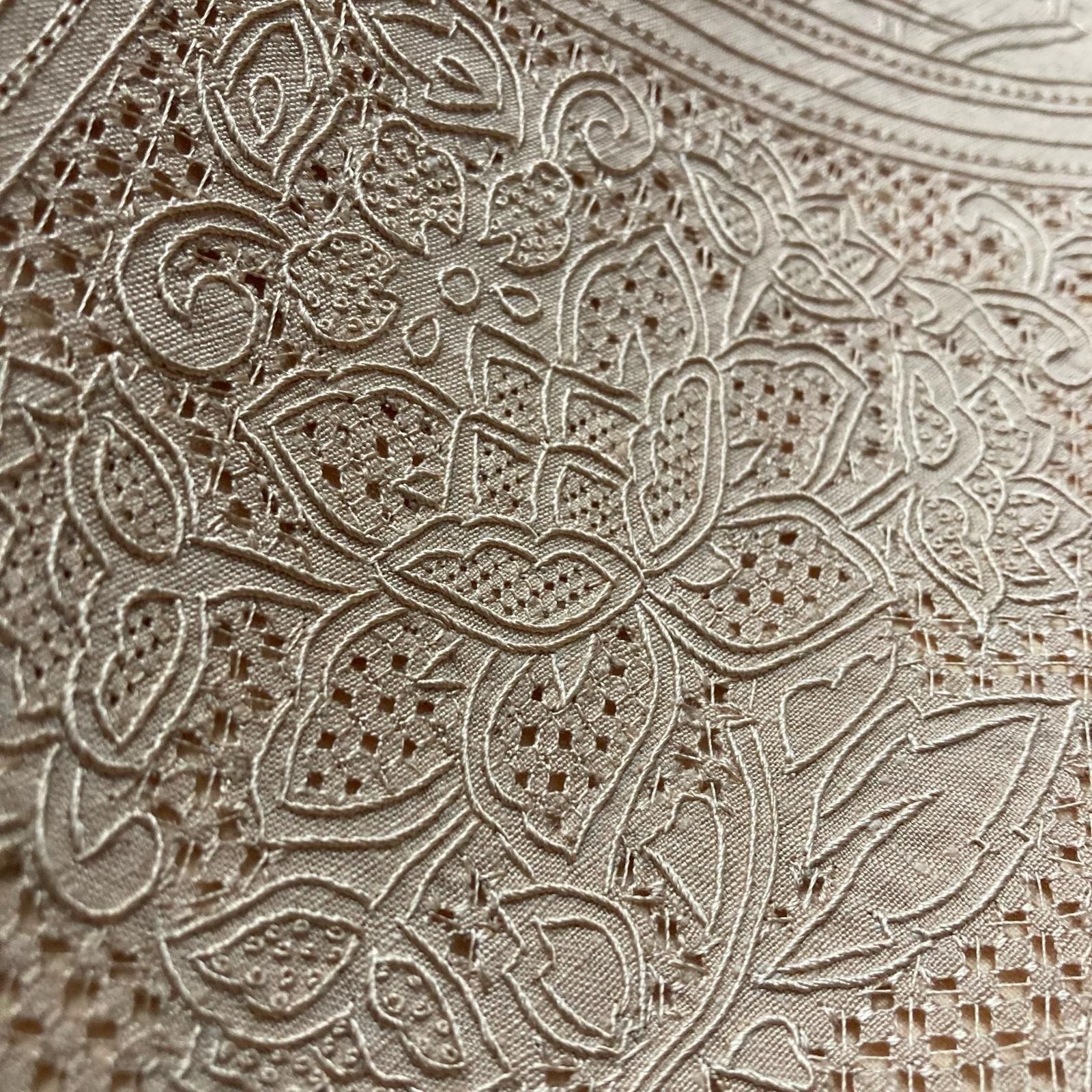 名古屋帯 結城紬 中国三大刺繍 汕頭刺繍 相良刺繍 上品な加工 九寸 