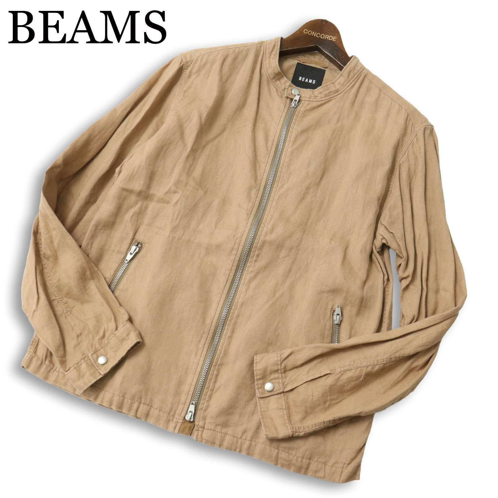 セオリー リネン ライダースジャケット ブルゾン 春 アウター ベージュ 麻 BEAMS（ビームス）リネン シングルライダース ジャケット（ブルゾン
