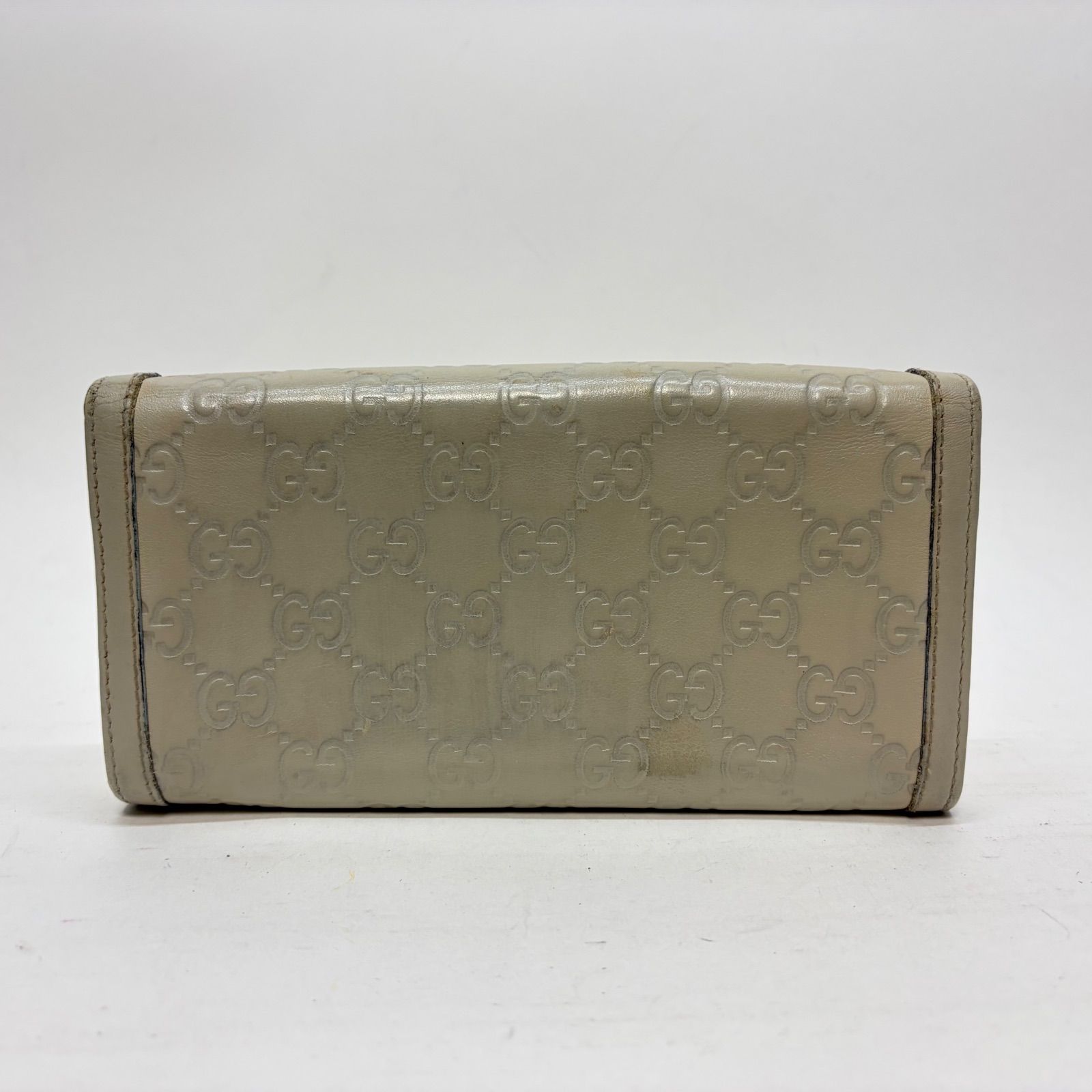 4190 GUCCI グッチ 長財布 インターロッキング GG シマレザー フラップ 