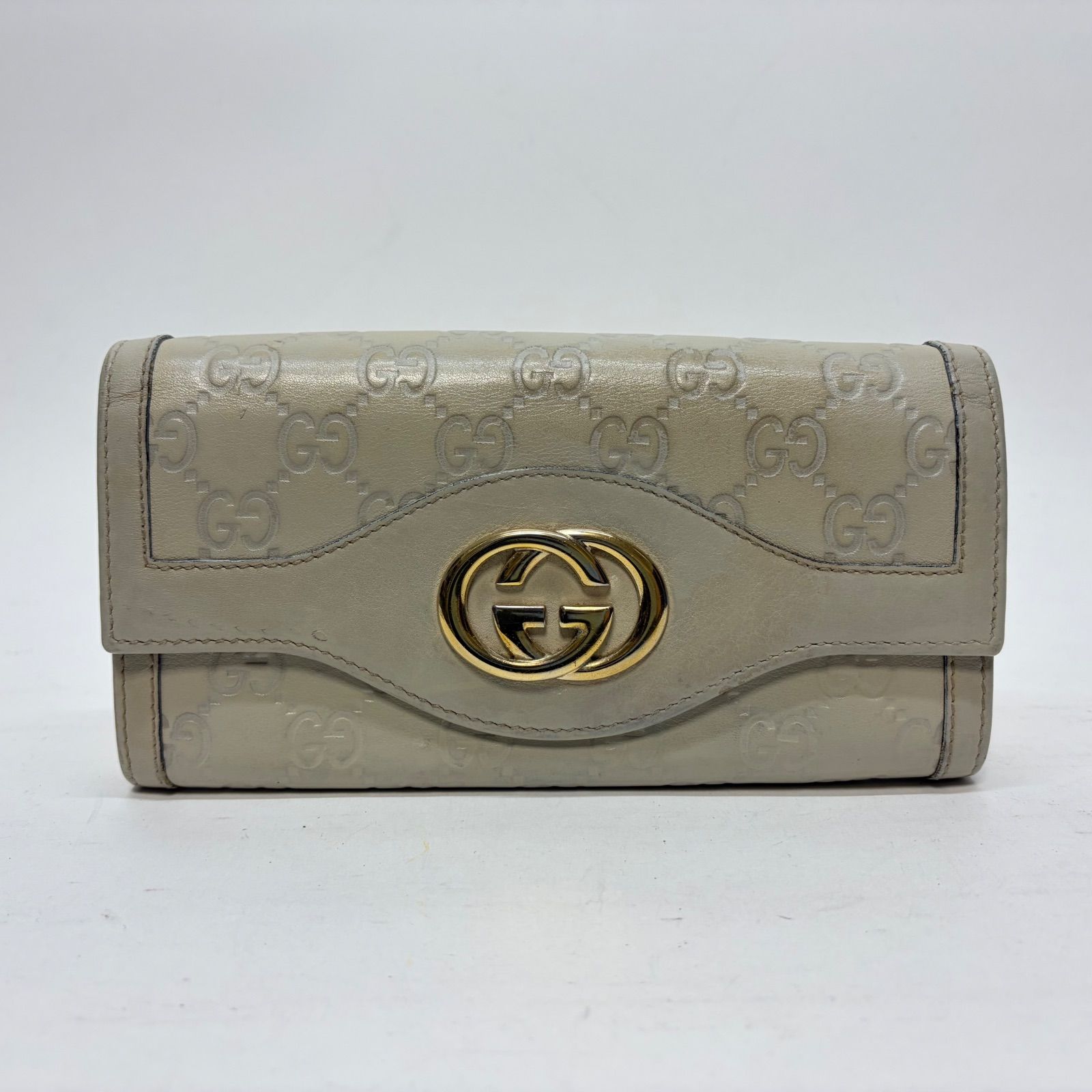 GUCCI グッチ 長財布 GGシマ PVCレザー 白 シルバー ウォレット 4190 