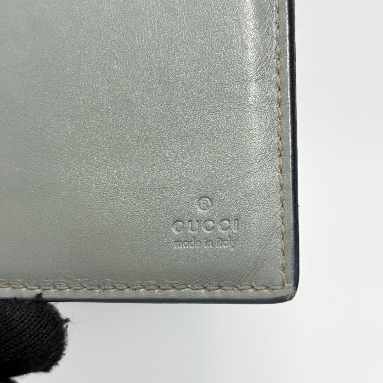 4189 GUCCI グッチ 長財布 シマレザー グレー フラップ コンチネンタル 