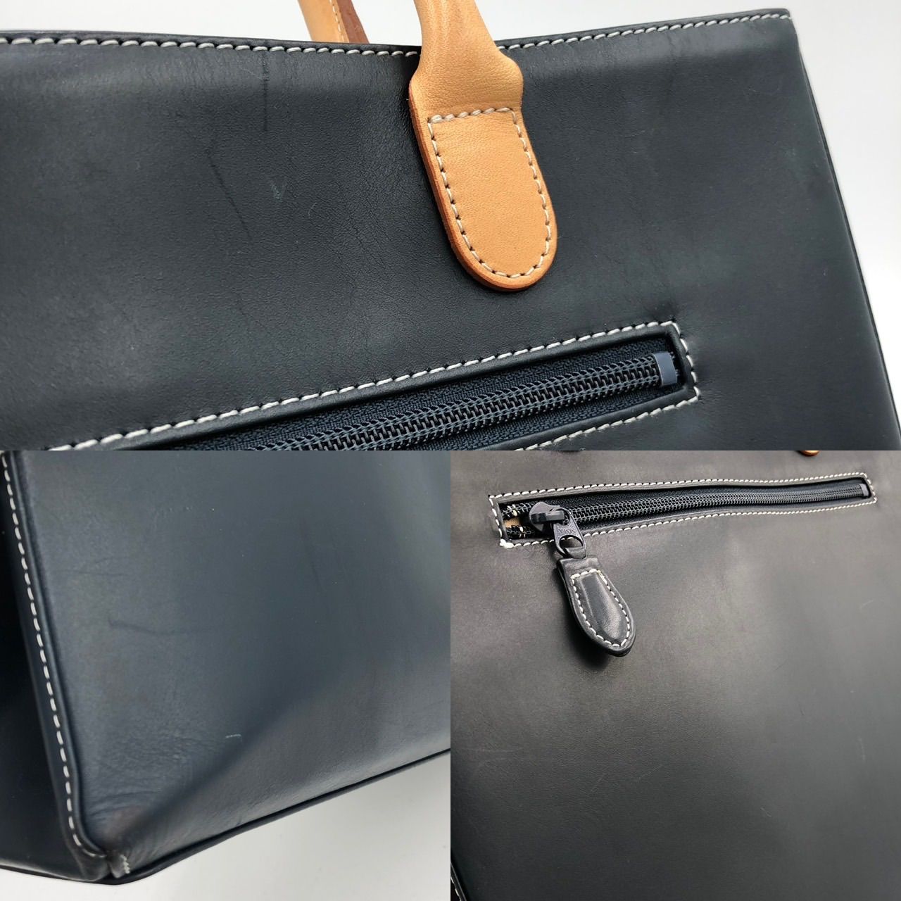 Kitamura キタムラ トートバッグ 犬 型押し レザー 黒 ブラック A4
