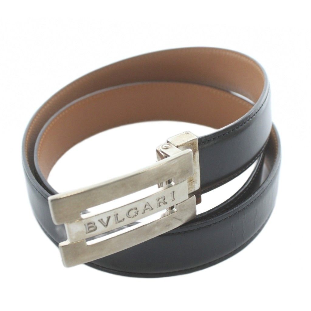ブルガリ BVLGARI ベルト レザー バックル ロゴ ベルト社外品 黒
