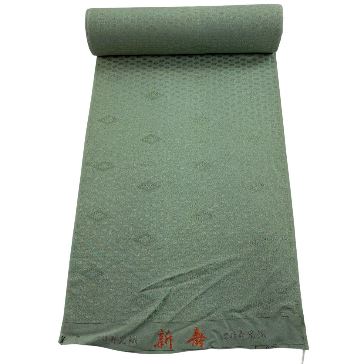 反物 秀品 色無地 地紋 薄緑 正絹 【中古】 7,252円
