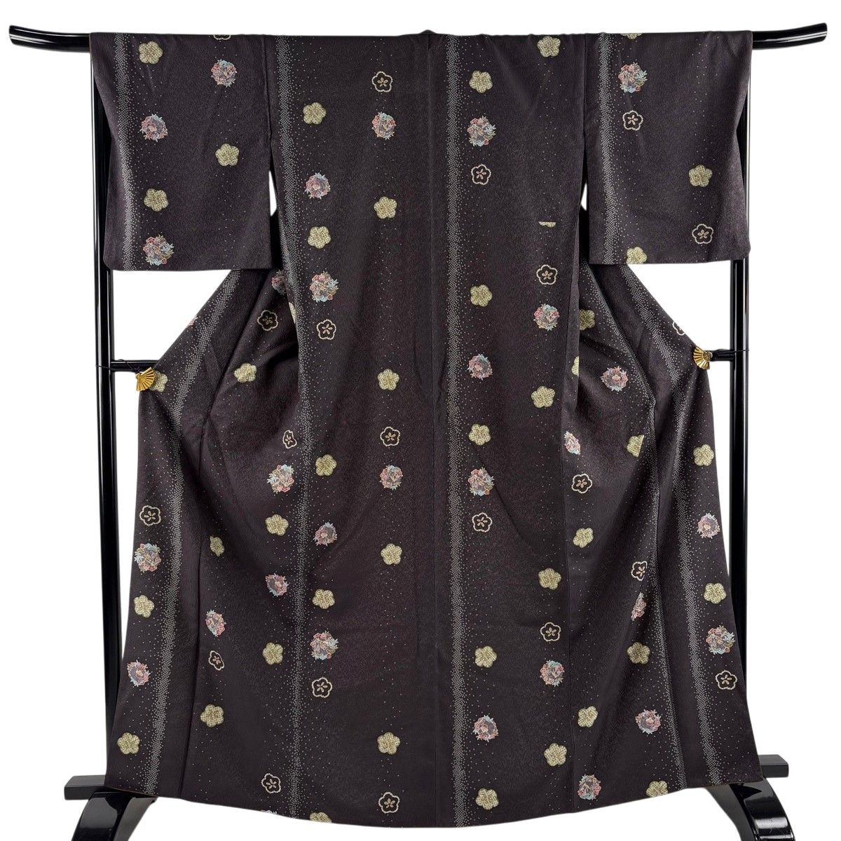 ★専用★小紋 日本昔話 動物 黒 金彩加工 身丈159.5cm 裄丈65cm 袷 小紋 身丈159.5cm 裄丈65cm 正絹 優品 - 美品 小紋 身丈159.5cm 裄丈