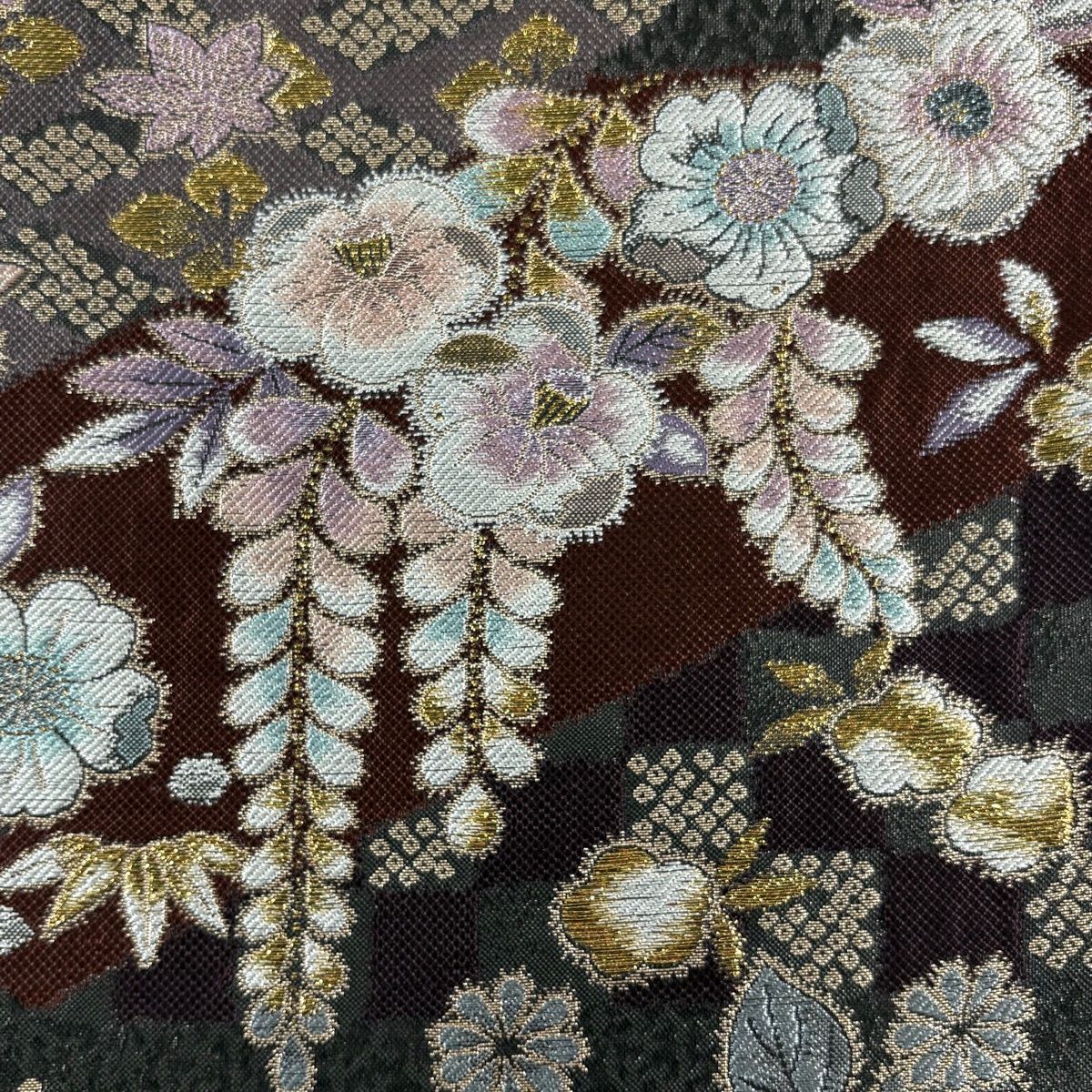 レディース 【未仕立て品】 大人気柄 高級 袋帯 六通 市松模様 桜模様 