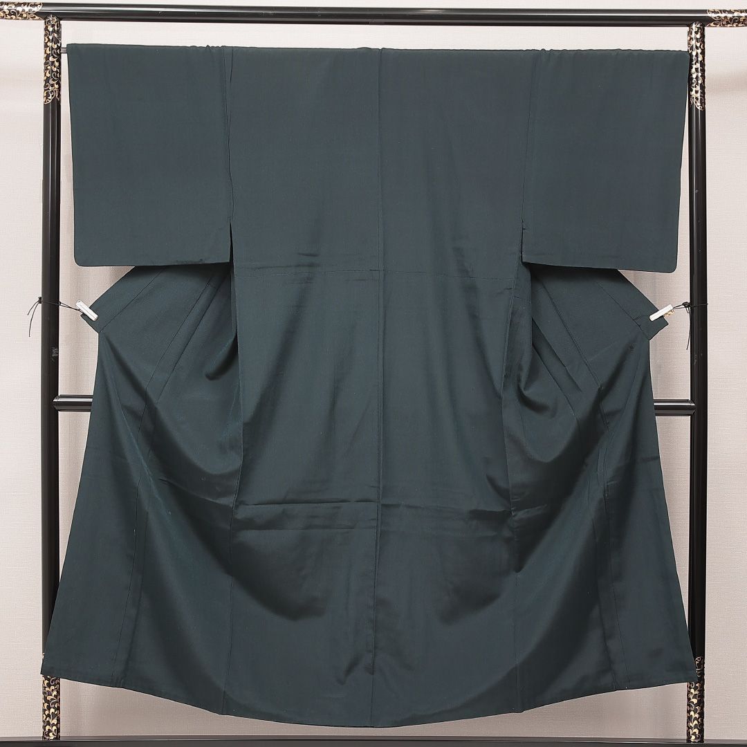 男着物 袷 身丈152cm 裄丈68cm 正絹 Dランク カジュアル 棒衿 XLサイズ 無地 シック 落ち着き 紺系 HP 1224-16898