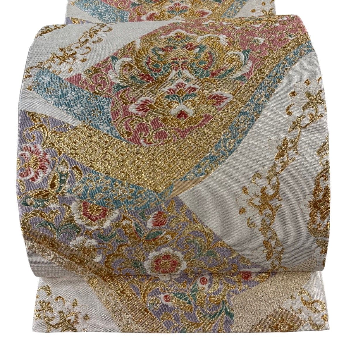 振袖 聚楽 袋帯 六通 本金箔 松桐瑞鳥文 膨れ織り 金糸 美品 秀品 振袖