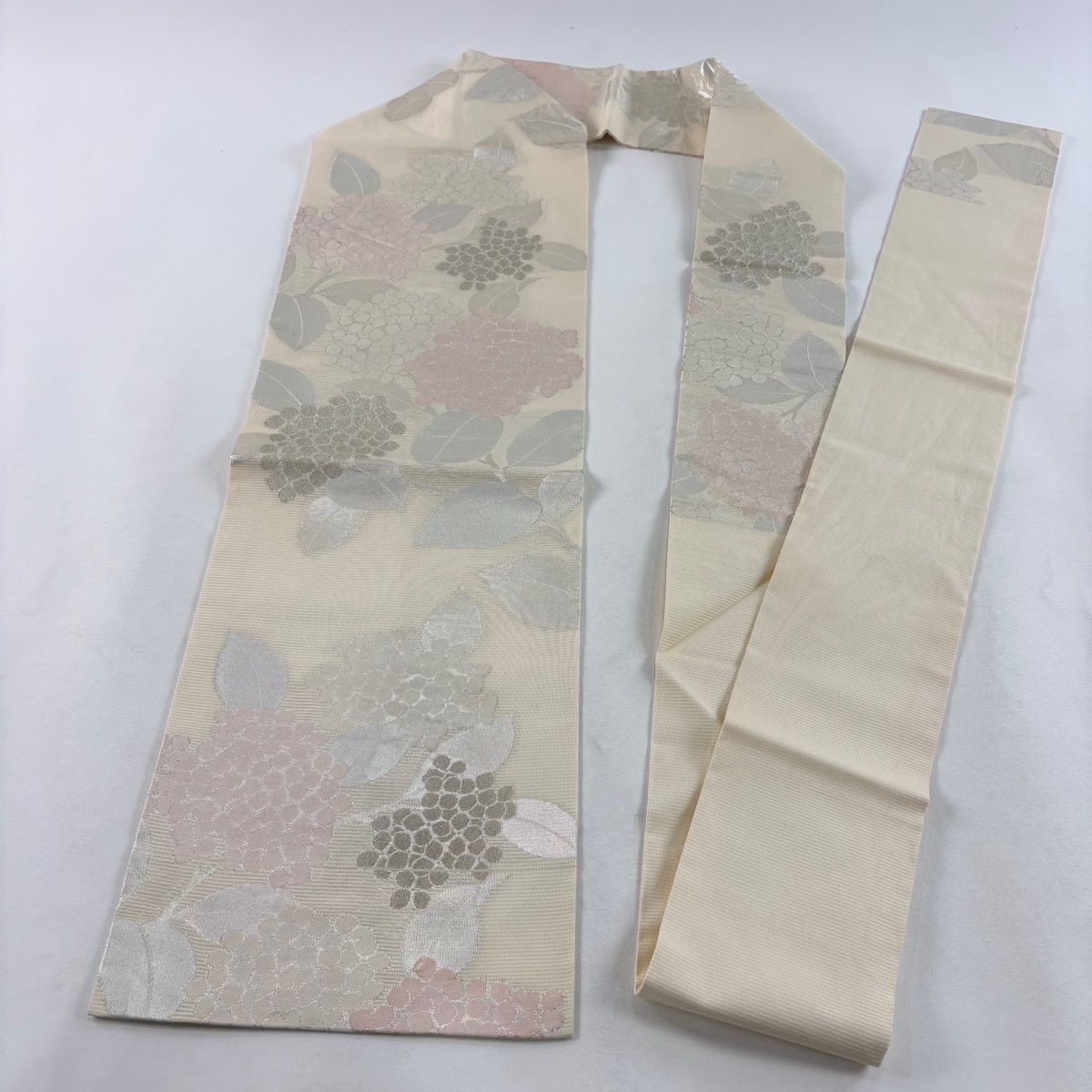 名古屋帯 秀品 夏帯 絽 紫陽花 銀糸 箔 クリーム 正絹 【中古】 - メルカリ