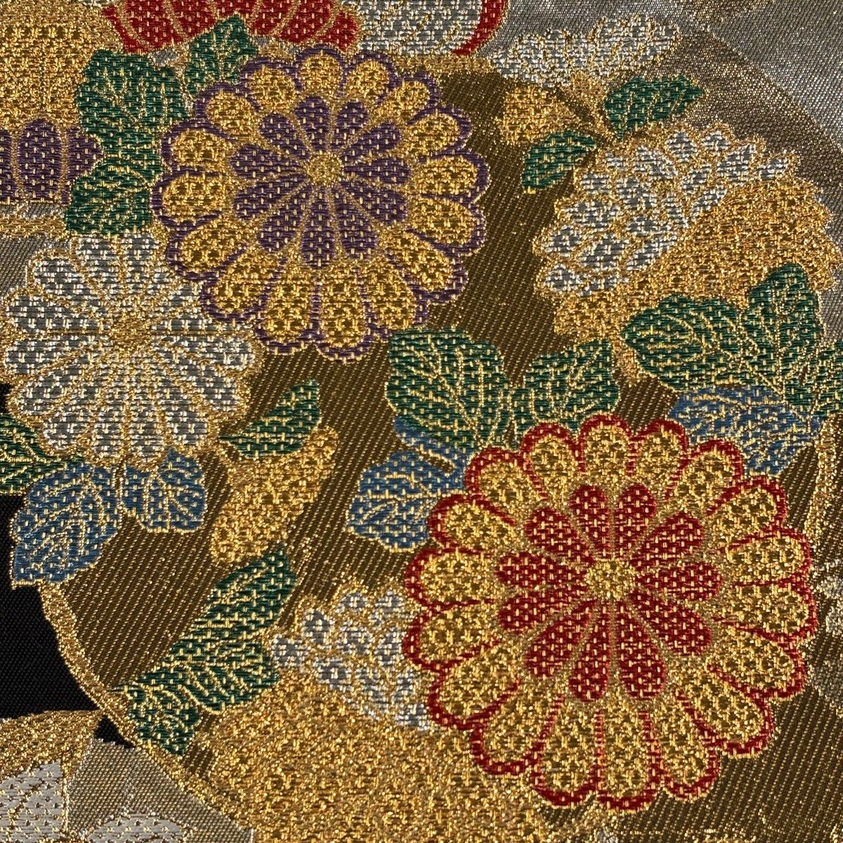 袋帯 秀品 花丸文 橘 金糸 箔 黒 六通 正絹 【中古】 - メルカリ
