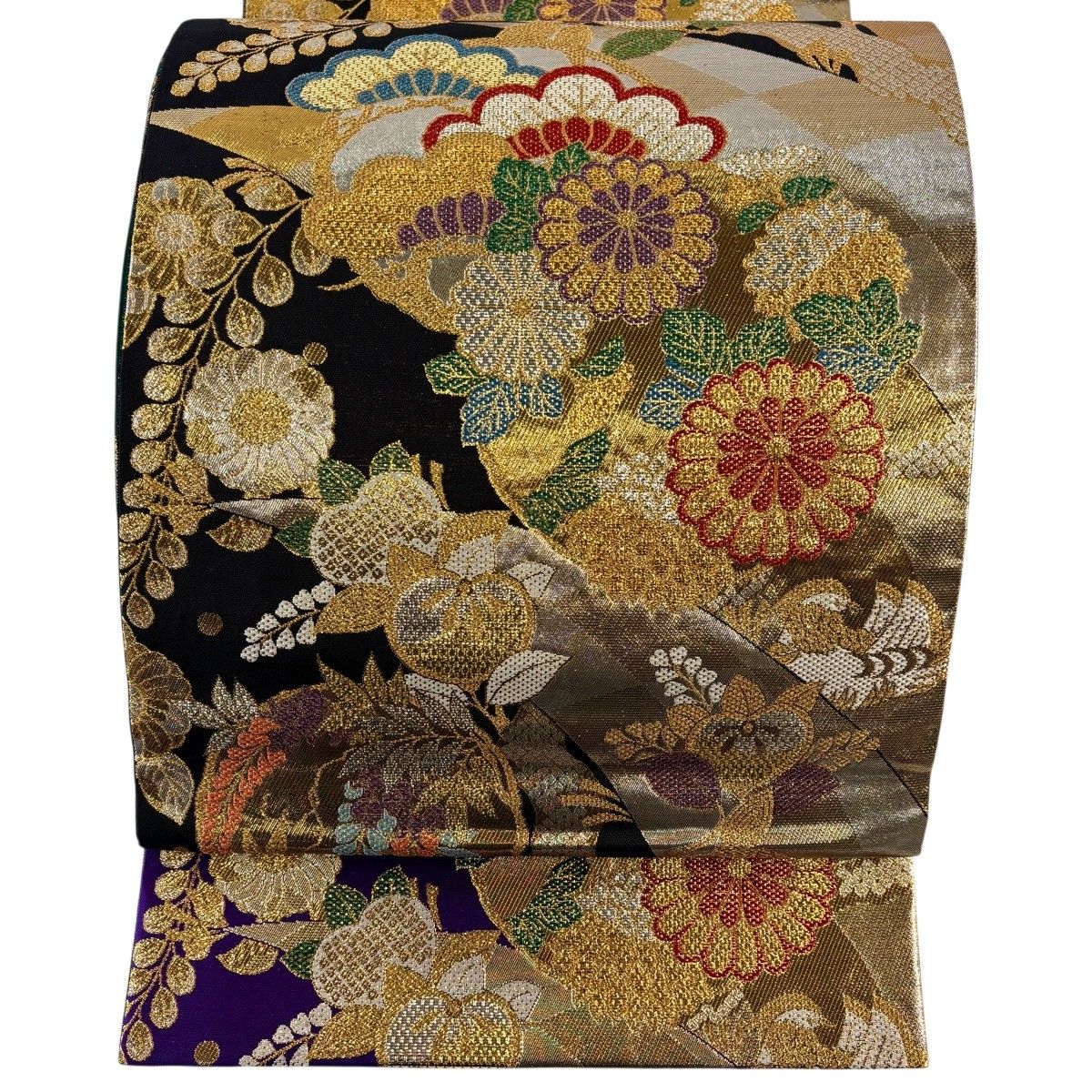 C 純金箔 桃山花之丸散文 金糸 桜 梅 橘 菊 全通 正絹 フォーマルな袋帯 袋帯 秀品 花丸文 橘 金糸 箔 黒 六通 正絹 【中古】 - メルカリ