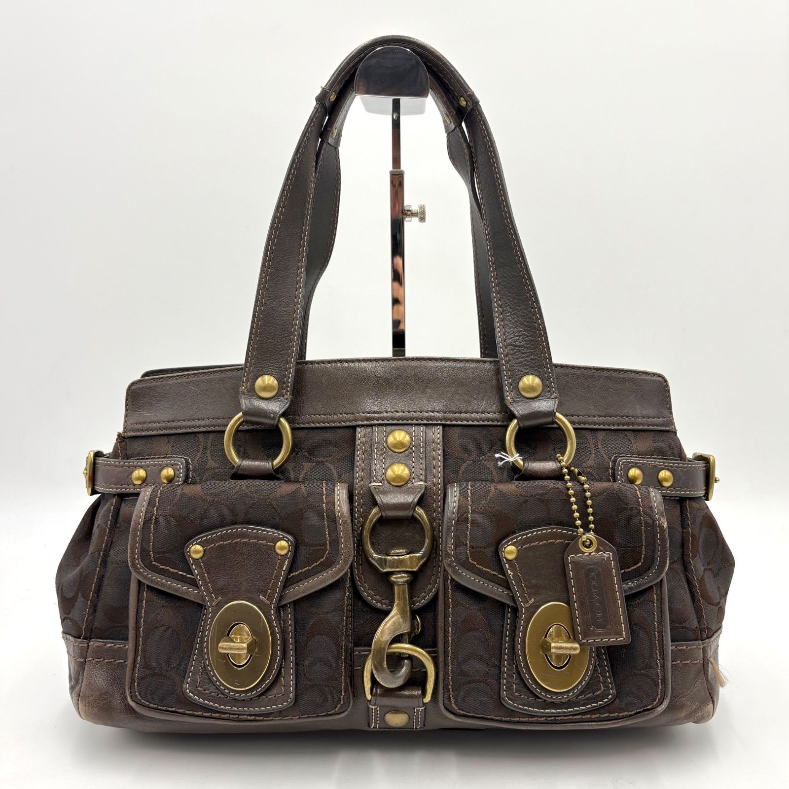 Auth COACH Legacy 65th Anniversary Signature Turn Lock Hand Bag 