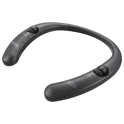オーム(OHM) 電機 AudioComm ネックスピーカー ワイヤレス 首掛け ウェアラブル Bluetooth5.0 ポータブルスピーカー ワイヤレスイヤホン ブラック ASP-W55Z 03-0950