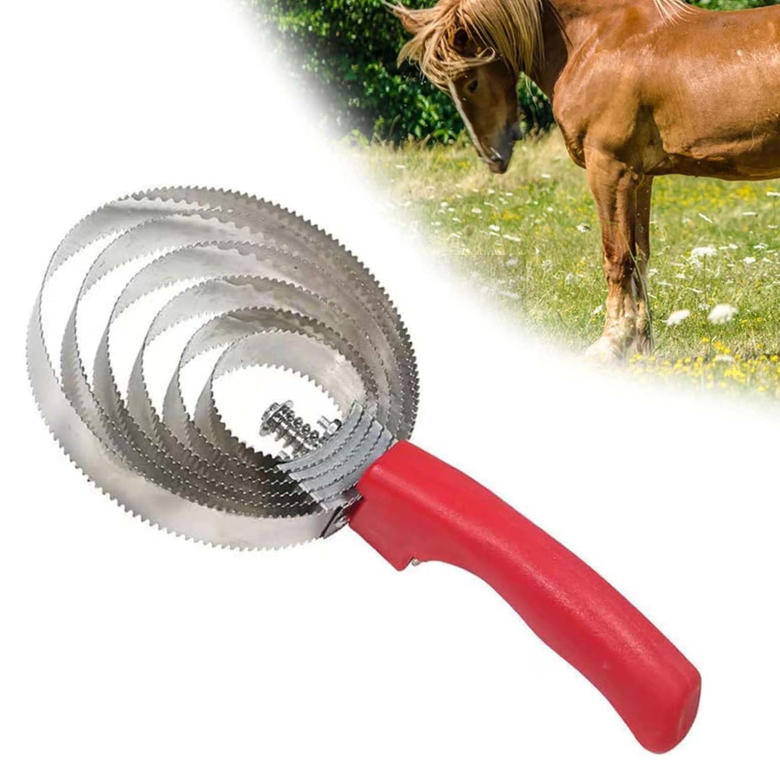 [Popular Item] Double-sided Jagged Blade Comb Hair Removal Comb Cow Sheep Horse and Livestock Itch Brush Hair Removal Comb Pet Supplies Stainless Steel Comb Hair Loss Care/Massage Horse Brush Horse Cleaning Brush 6 Ring Cow Hair Scraper Horse Care Supplies - 1 Pack Livestock Itch Brush