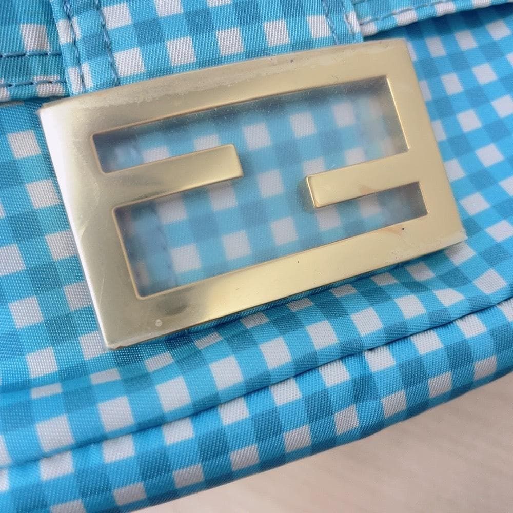 FENDI フェンディ マンマバケット ギンガムチェック ナイロン 2way 