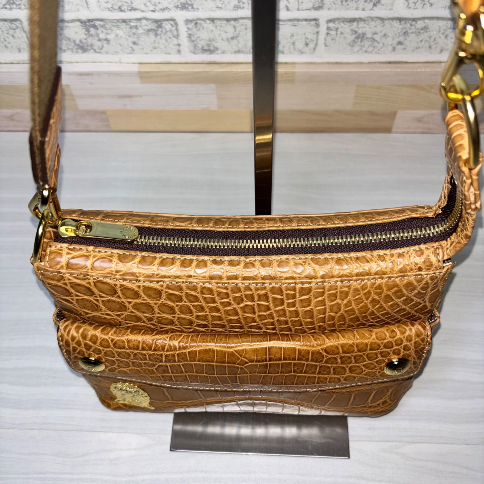 希少 未使用 A.D.M.J. マットクロコダイル ショルダーバッグ 2way 