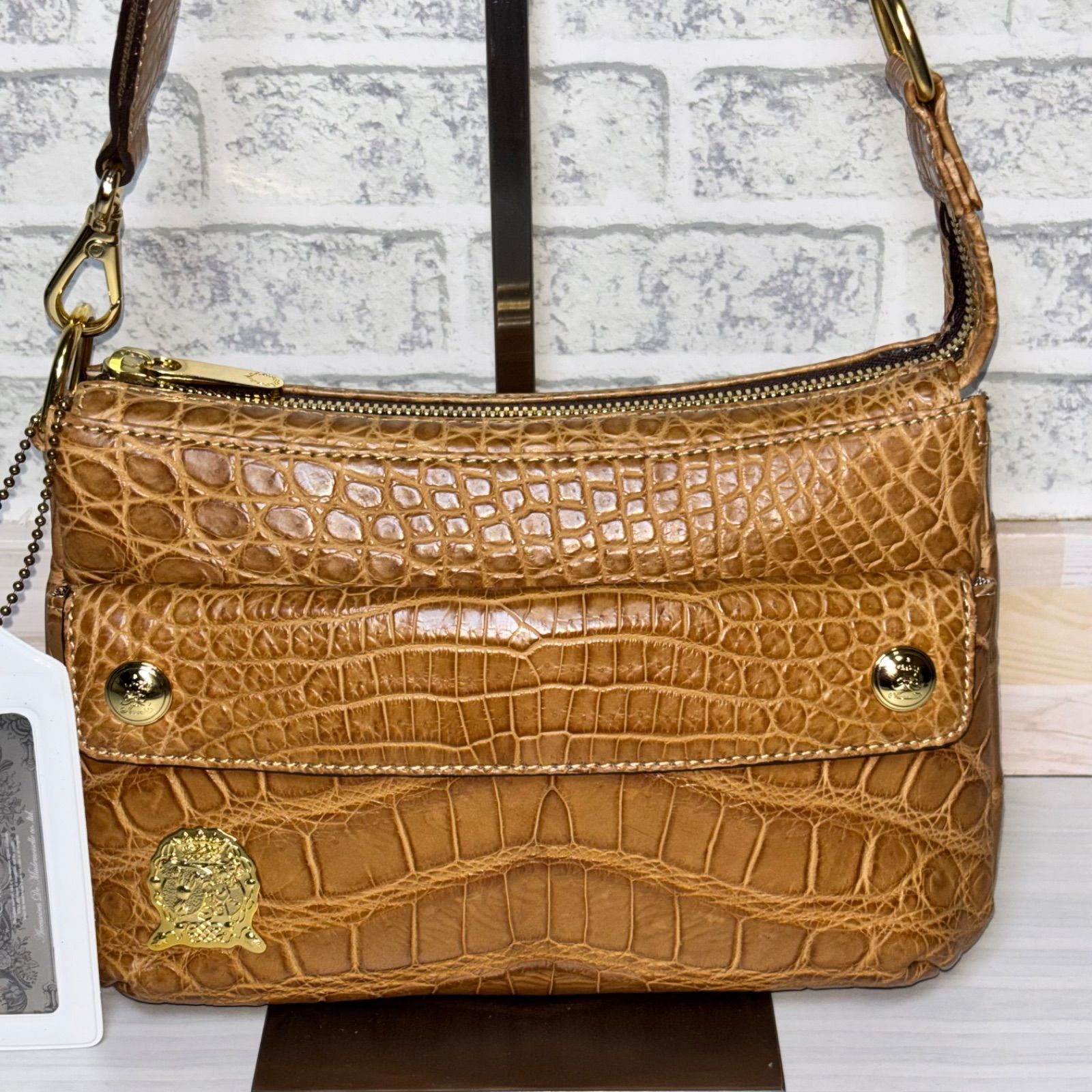 希少 未使用 A.D.M.J. マットクロコダイル ショルダーバッグ 2way 