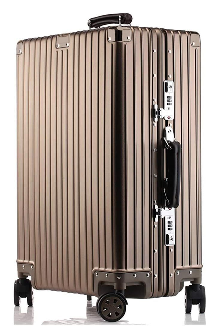 【新着商品】オールアルミ合金 キャリーケース 機内持ち込み 大容量 アルミ合金ボディ スーツケース TSAロック 静音ダブルキャスター 軽量 旅行出張1802 (ゴールド Sサイズ/1-3泊/35L/機内持込)