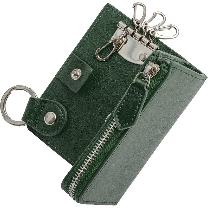 【新品】 [Dom Teporna] キーケース スマートキー メンズ レディース 小銭入れ 革 財布 付き イタリアンレザー 本革 牛革 キーリング グリーン 4,871円