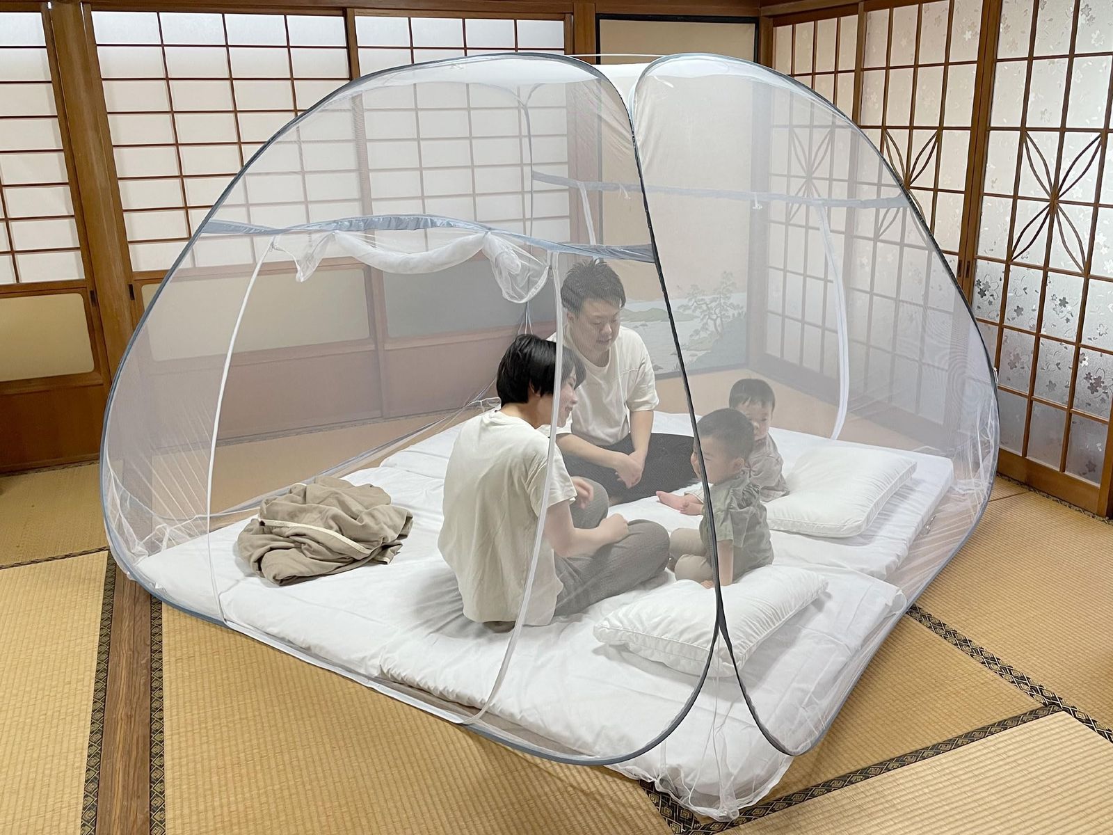 新品 MTK 蚊帳 かや 幅250cm キング 3人用 折りたたみ 底付き ワンタッチ 収納袋 2ドア テント式 日本語説明書 ベッド ベビー 蚊帳んぽ キャンプ テント 蚊 ムカデ 虫対策 虫よけ モスキートネット KAYA-03