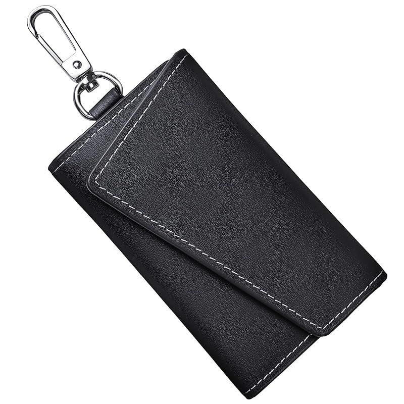 【新品】 [BARRANCA] キーケース メンズ レディース スマートキーケース 本革 6連フック カラビナ カード入れ 専用ボックス付き (ブラック) 0