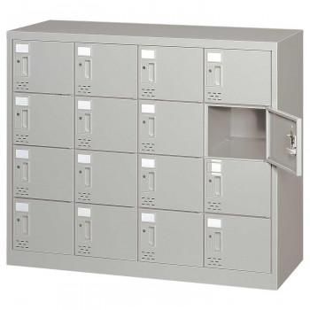 シューズロッカー　4列4段扉付・シリンダー錠タイプ　ニューグレー COM-SC-16WA 52,718円