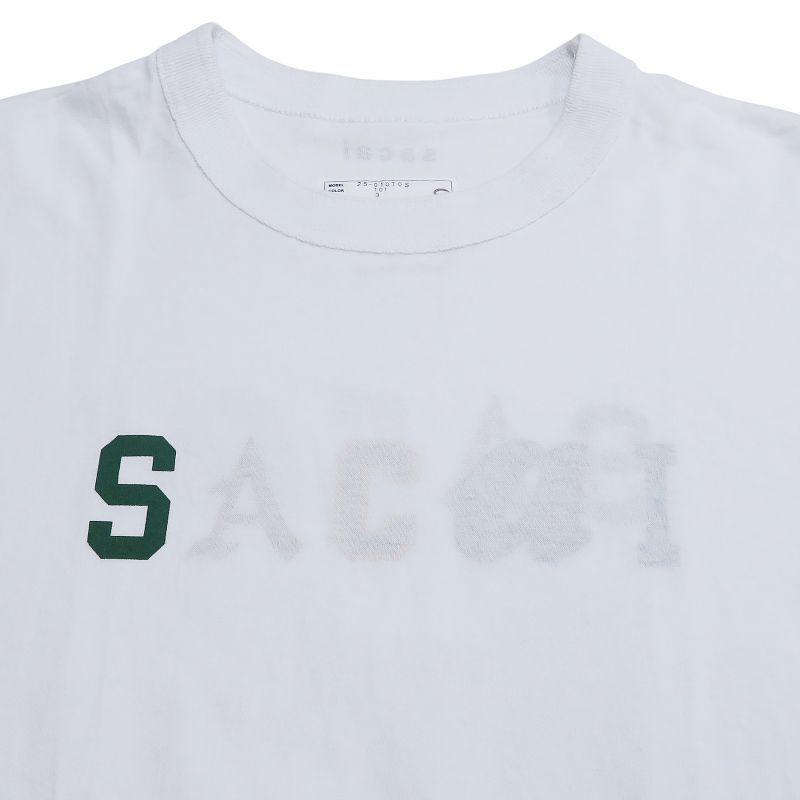 sacai サカイ sacai T-SHIRT 25-01070S 裏プリント Tシャツ ホワイト