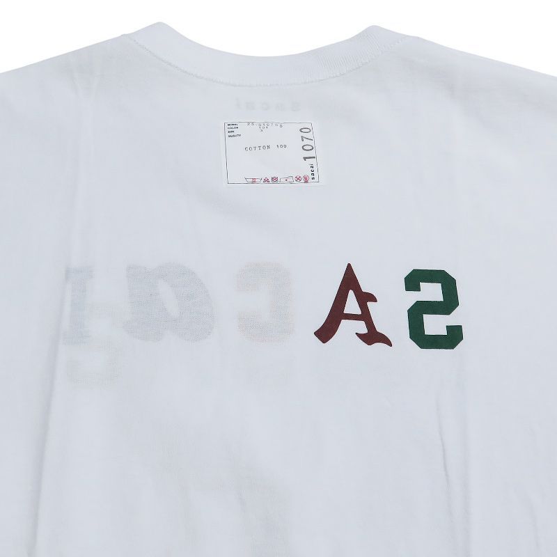 sacai サカイ sacai T-SHIRT 25-01070S 裏プリント Tシャツ ホワイト