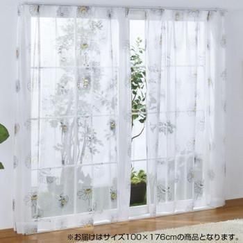 SNOOPY スヌーピー レースカーテン2枚セット フラワー 100×176cm KO-2