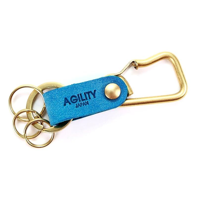 【新品】 アジリティアッファ(AGILITY affa)『ブローシュ』カラビナ レザー 革 キーホルダー ベルトループ 小物 キーリング ターコイズブルー 0