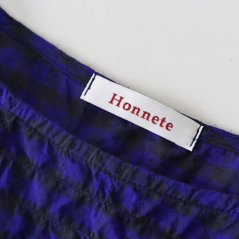 2025SS オネット Honnete Side Gathered Shirts Shirring Gingham