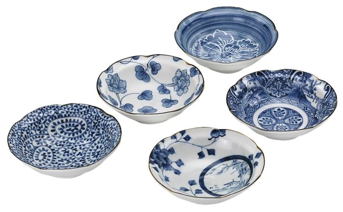 【新品・5営業日で発送】ブルーム メーカー取寄 染付絵変り 小鉢揃 日本製 美濃焼 食器 箱入り (-)【入数:16】