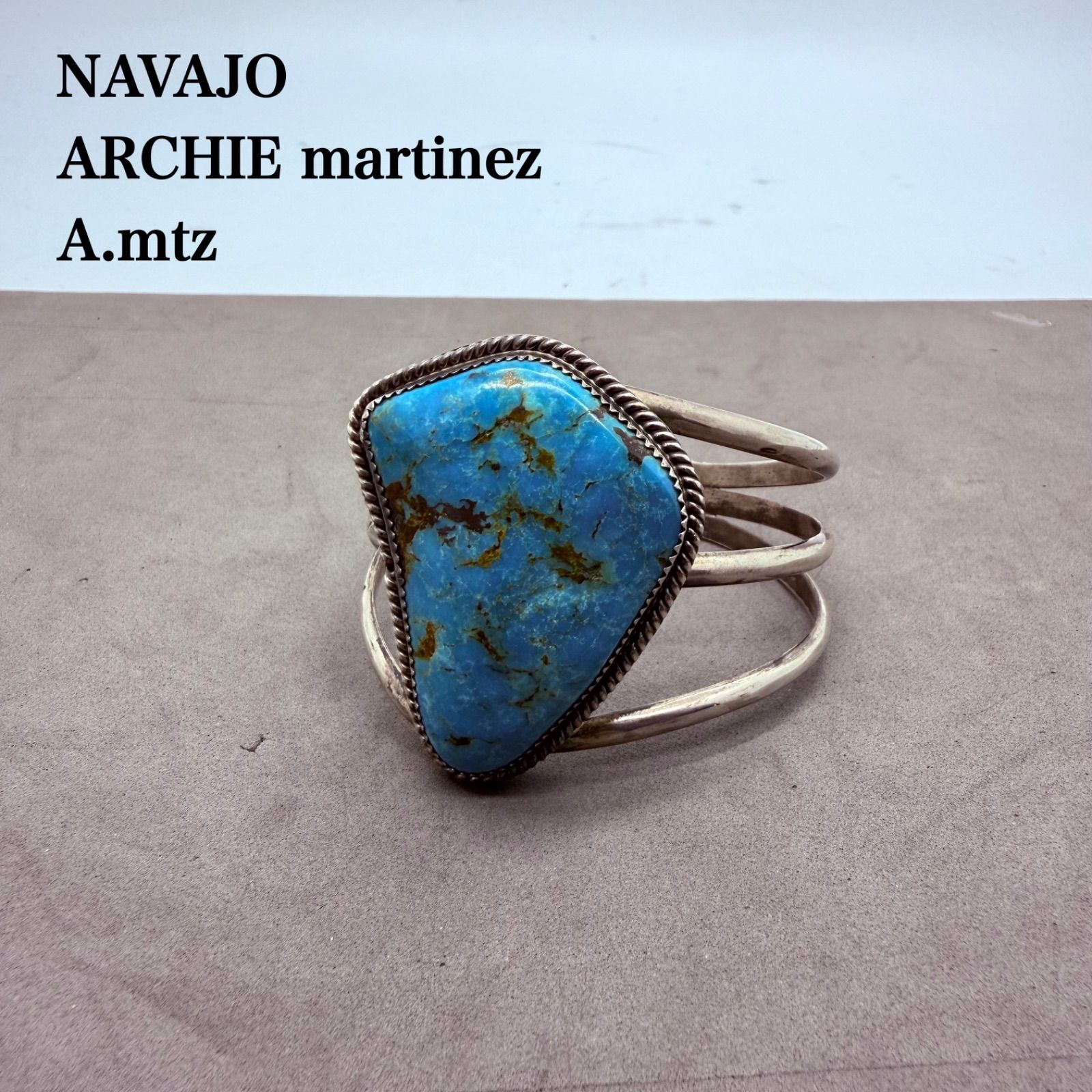 NAVAJO ARCHIE martinez A.mtz turquoise sterling bangle bracelet