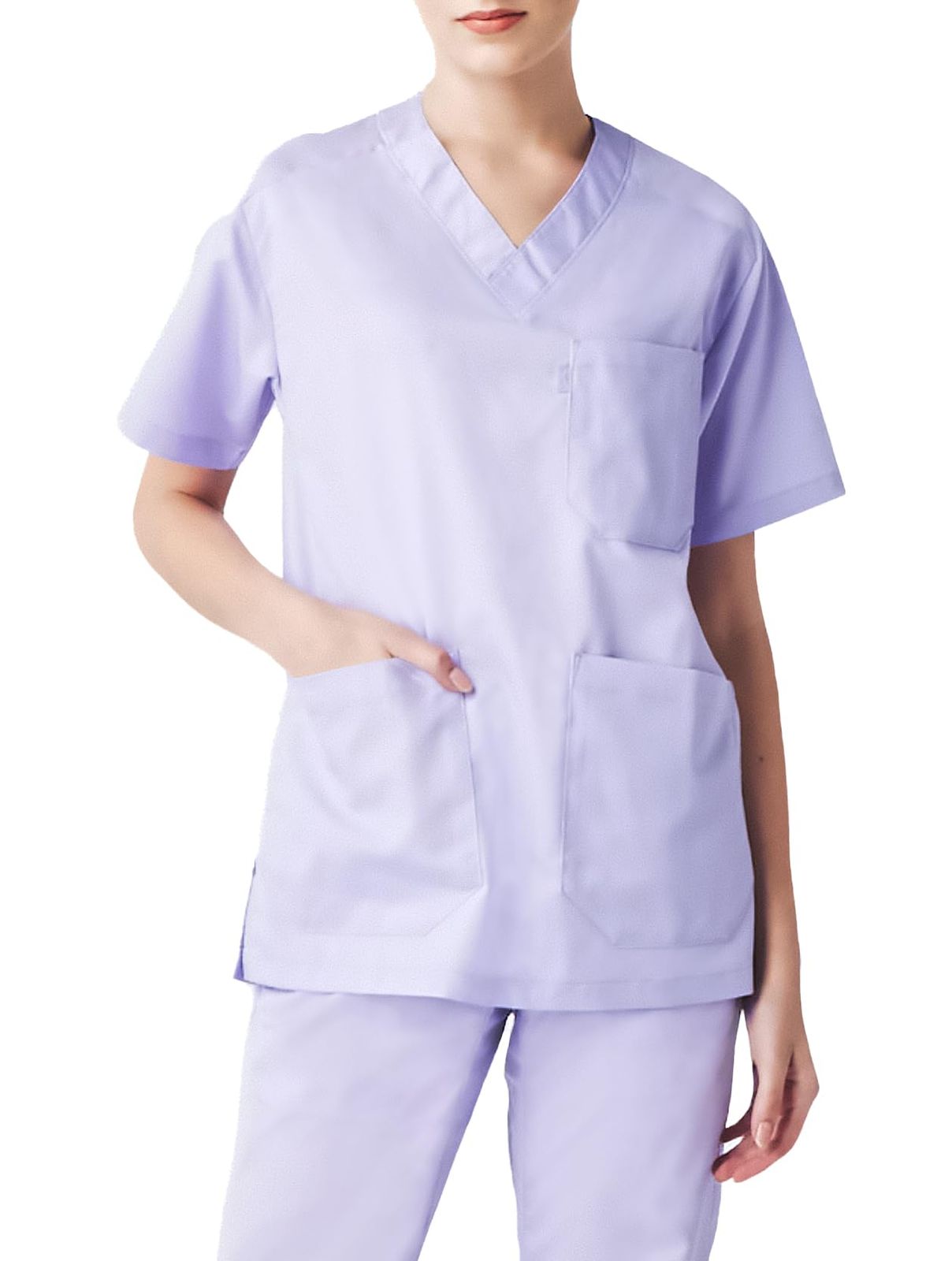 新品 [ミズノ] スクラブ 男女兼用 冷感 涼しい クールマックス 【ストレッチ/吸汗速乾/制電/消臭】 MZ0120 ラベンダー L