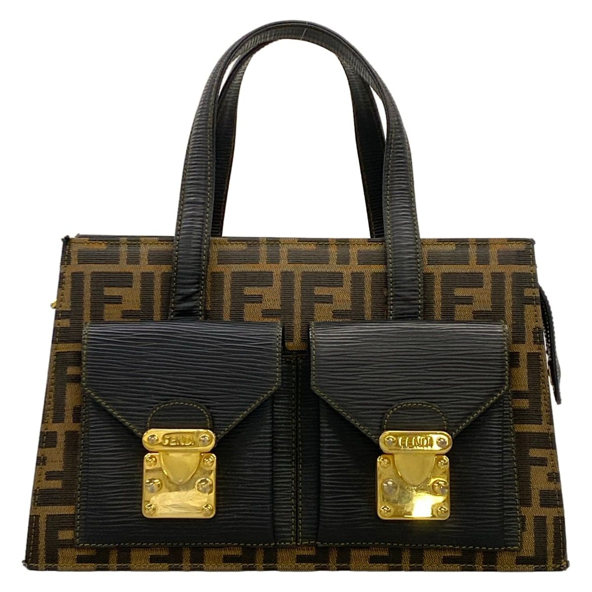 【FENDI】ハンドバッグ　ブラウン　ズッカ柄　キャンバス　ゴールド金具　ロゴ 楽天市場】美品 FENDI フェンディ ズッカ ブラウン ゴールド金具