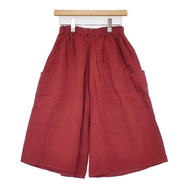 ヤンマ産業　リネンキュロットパンツ　プラス10㎝丈　レッド ヤンマ産業/YAMMA リネン ワイド キュロット パンツ レッド レディース