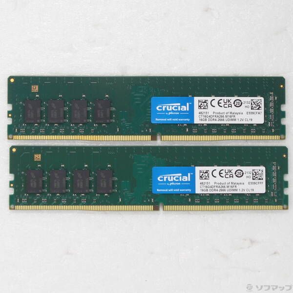 【中古】DDR4-2666 32GB(16GB×2枚) crucial Crucial 32GB Kit (16GB x 2) DDR4 2666 MT/s (PC4-21300) SODIMM 260