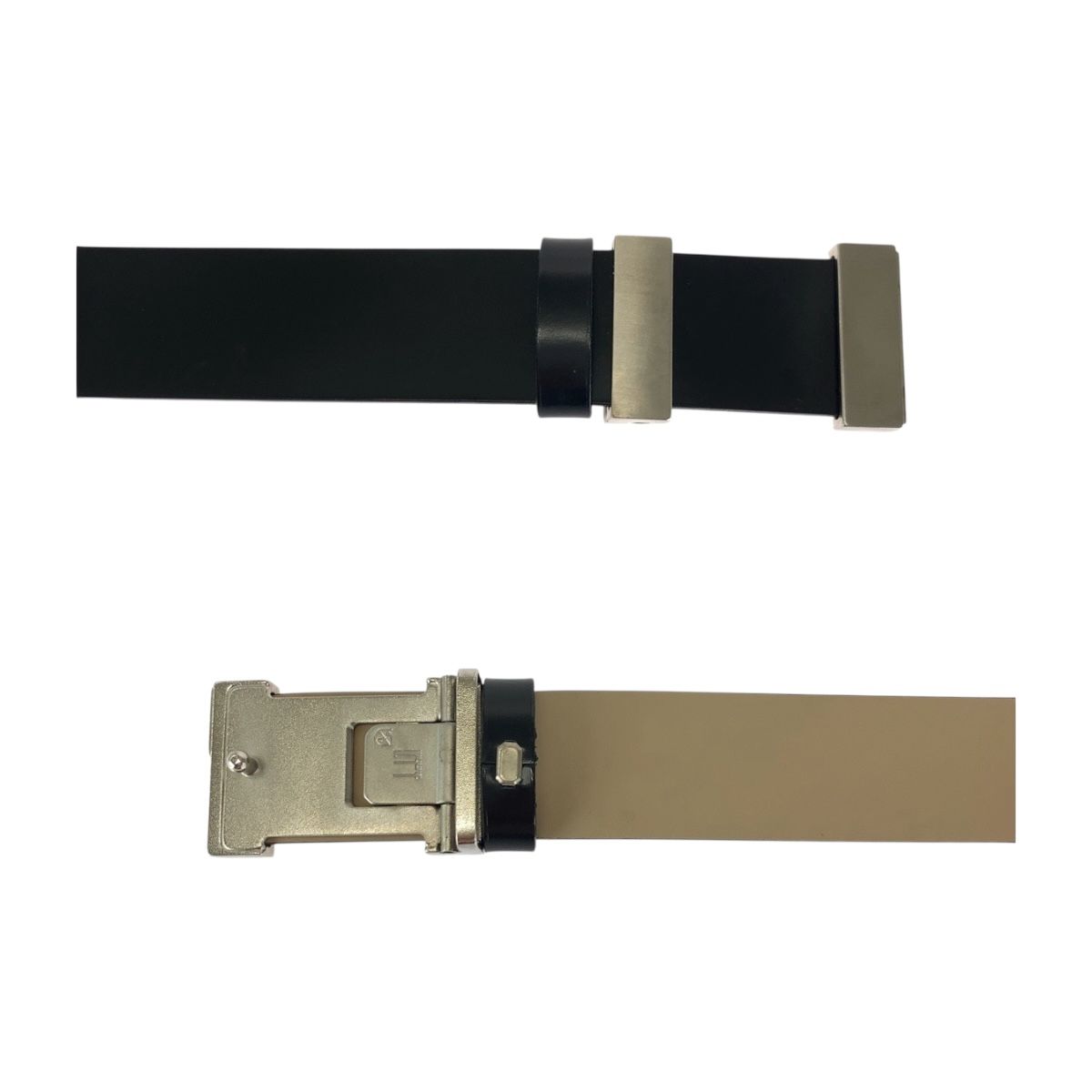 美品 Dunhill ダンヒル 112cm/44inc ブラック 黒 シルバー金具 レザー