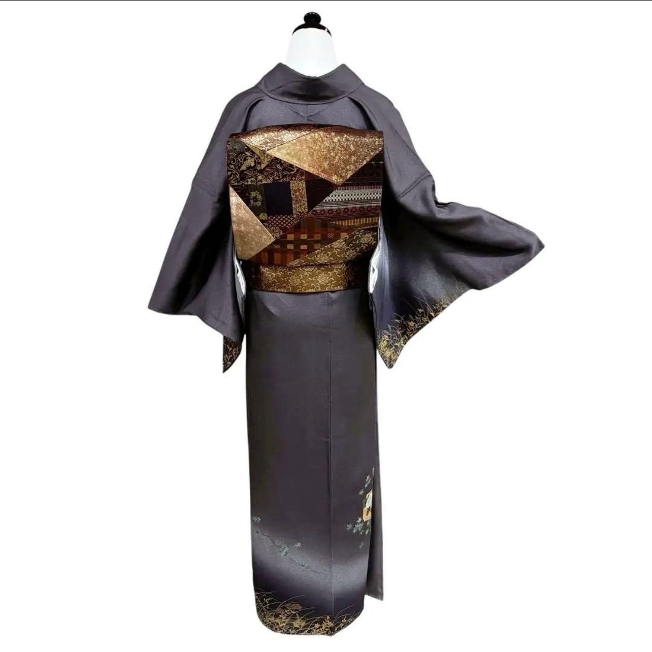 再出品【正絹】訪問着　美品　フルセット　4点 西陣唐織袋帯　裄67.5 正絹】訪問着 美品 フルセット 4点 西陣唐織袋帯 フォーマル 裄67.5