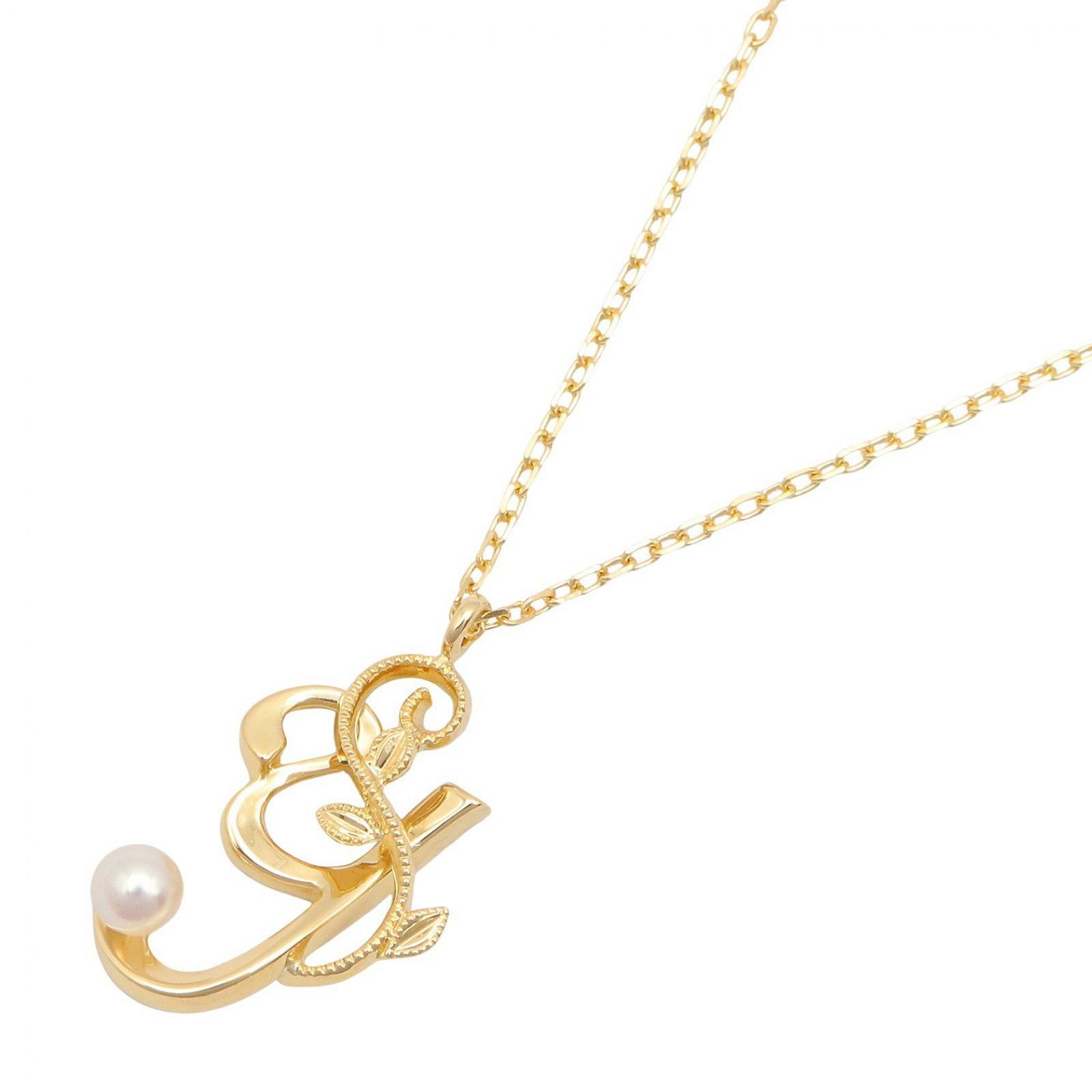 ミキモト MIKIMOTO ネックレス イニシャル パール ネックレス 首回38.5 