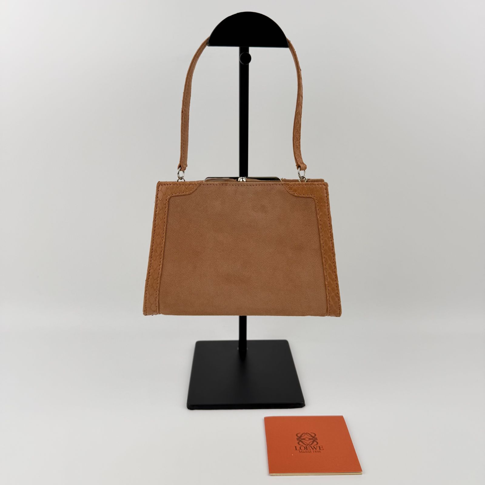 中古】LOEWE ロエベ ハンドバッグ サーモンピンク スエード 