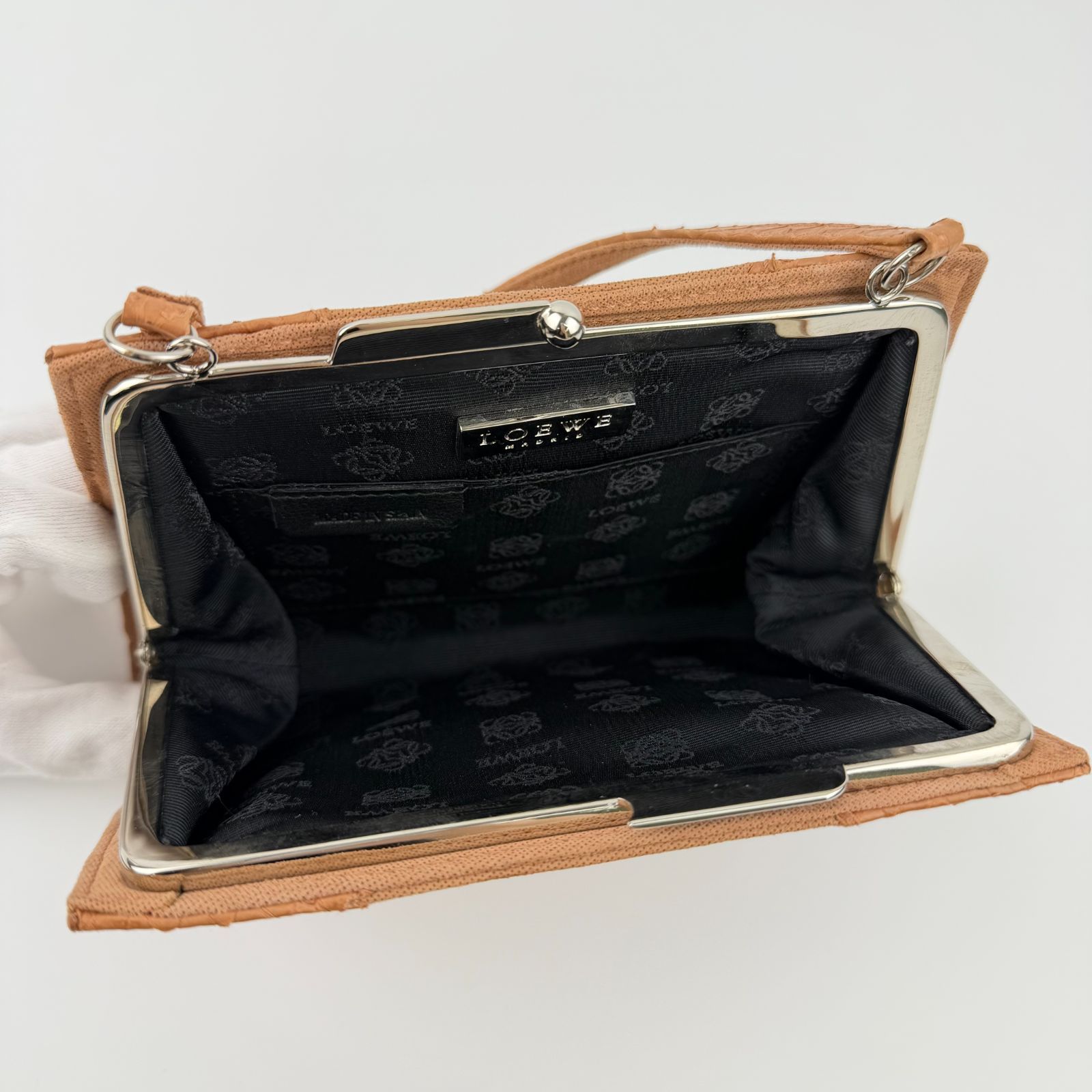中古】LOEWE ロエベ ハンドバッグ サーモンピンク スエード 