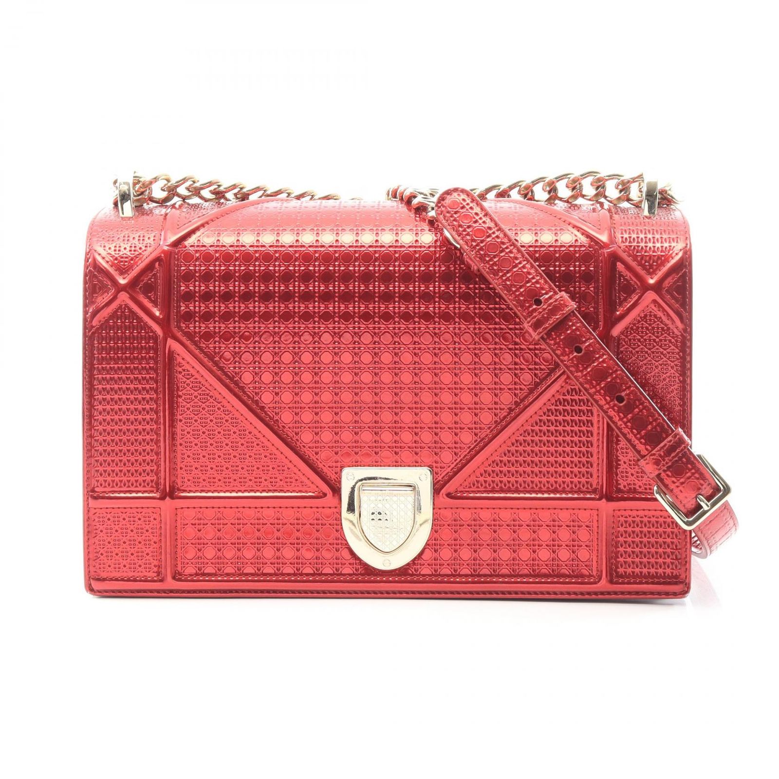 ディオール Dior ショルダーバッグ DIORAMA ディオラマ レッド レザー 