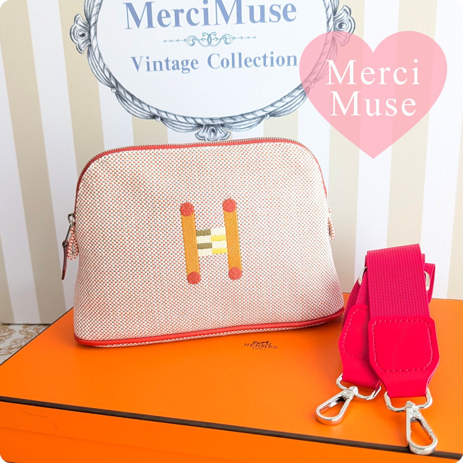 ❤未使用品❤ボリードポーチ クレイジーHミニ フランボワーズxオレンジ 