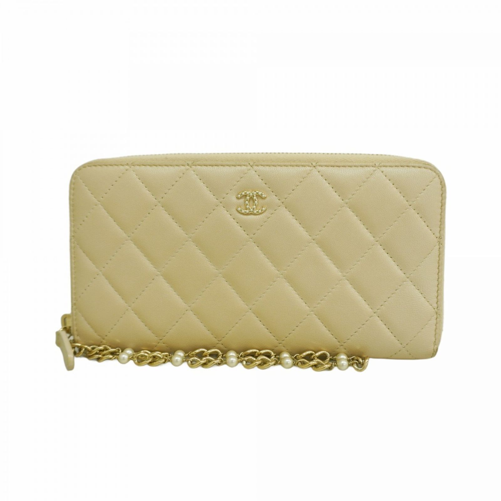 シャネル(Chanel) シャネル 長財布 マトラッセ ラムスキン ベージュ 